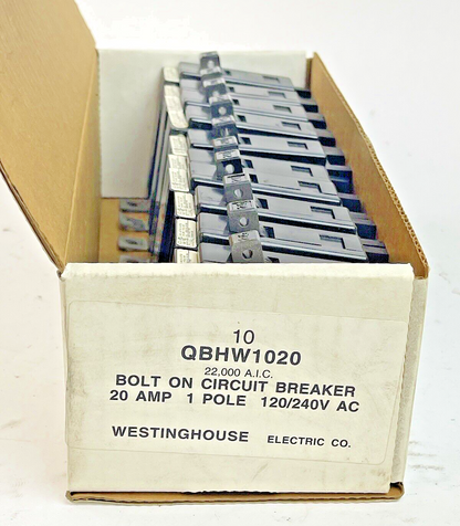 CUTLER-HAMMER WESTINGHOUSE *LOT OF 10* QBHW1020 -20A/1 POLE/240 VAC/QUICKLAG