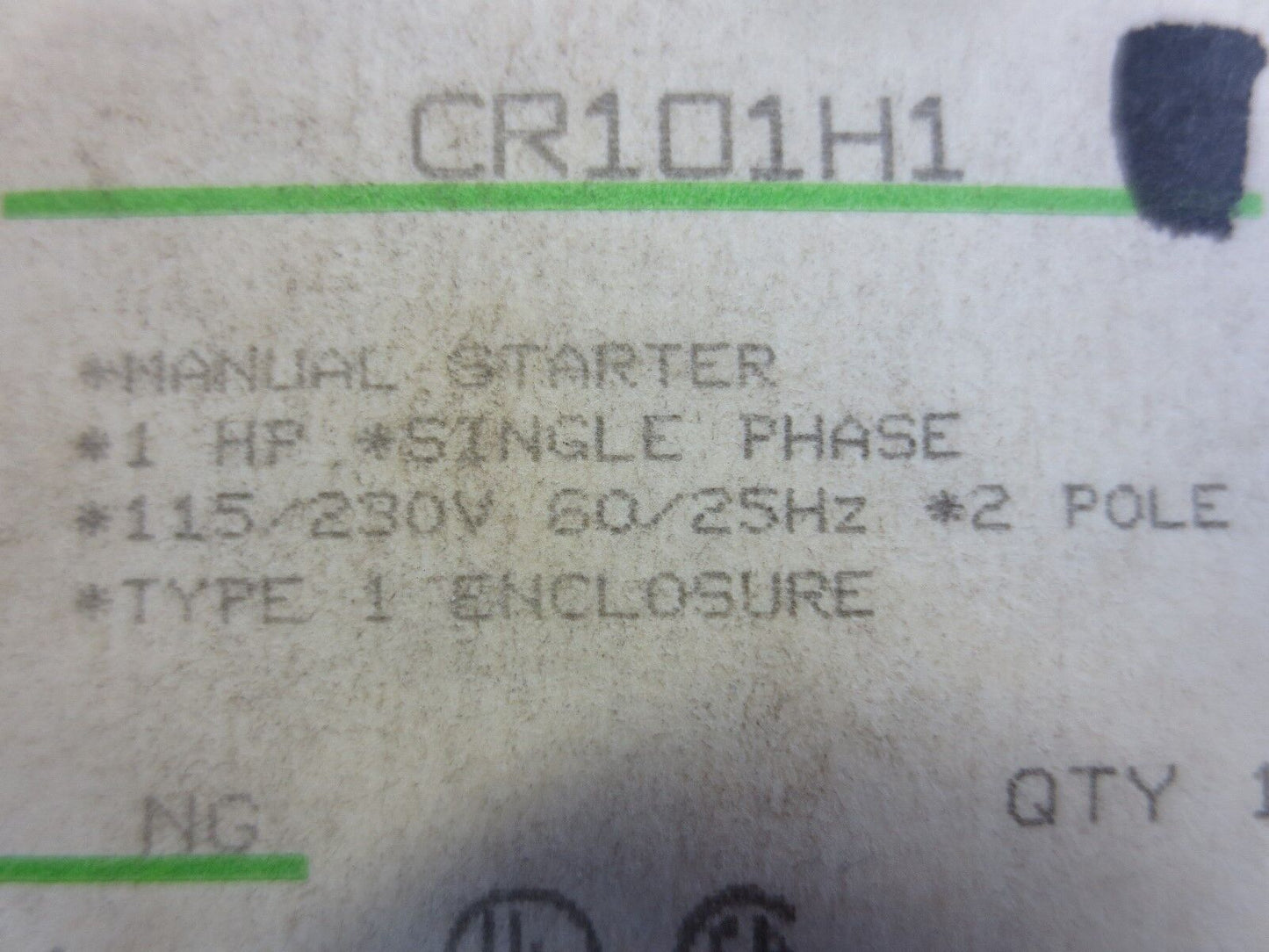 GENERAL ELECTRIC CR101H1 MANUAL STARTER 1HP SINGLE PHASE, 115/230V - NEW SURPLUS
