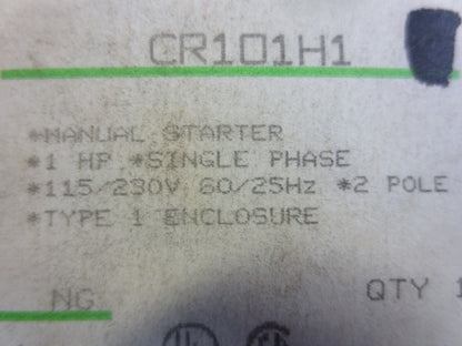 GENERAL ELECTRIC CR101H1 MANUAL STARTER 1HP SINGLE PHASE, 115/230V - NEW SURPLUS