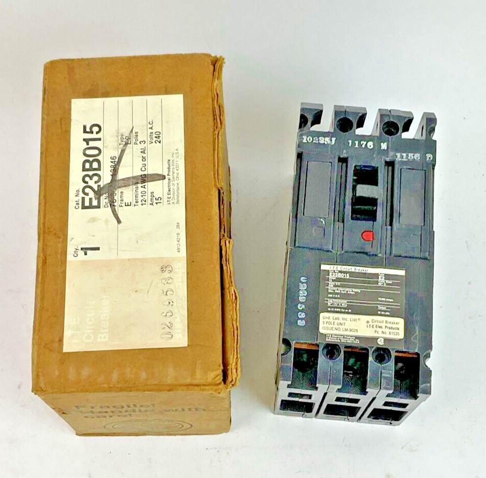 ITE E23B015 CIRCUIT BREAKER 15A 3POLE 240VAC TYPE E2