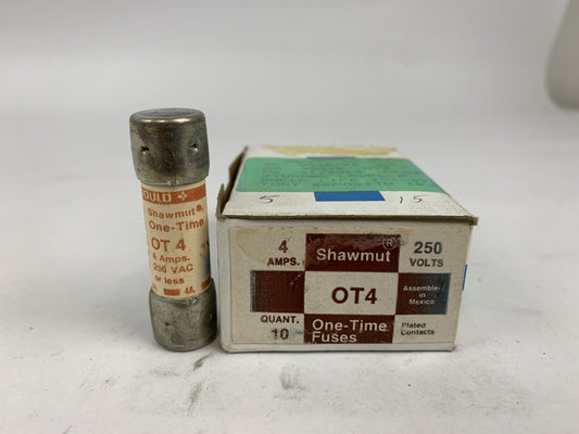 Gould Shawmut One-Time OT4 4A 250V Fuse "Lot of 10"