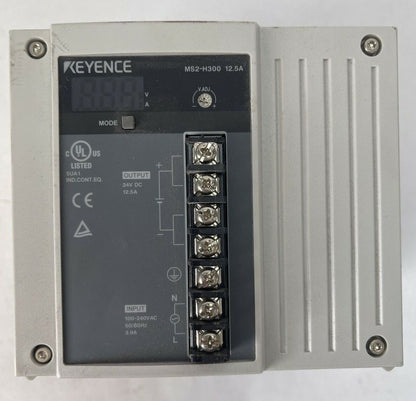 KEYENCE MS2-H300 SWITCHING POWER SUPPLY OUTPUT 24VDC 12.5A INPUT 100-240VAC 3.9A