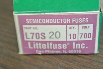 BOX of 10 / LITTELFUSE L70S20 SEMICONDUCTOR FUSE / 700V / 20A / NEW SURPLUS