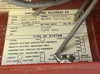 SIMPLEX TIME RECORDER 4244-16 RELAY 24VDC