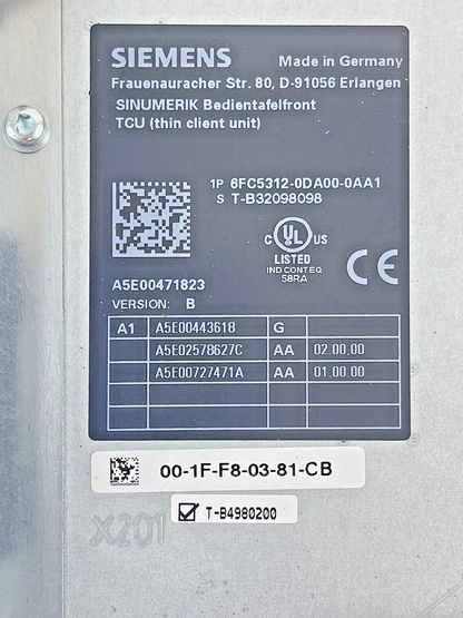 SIEMENS - 6FC5312-0DA00-0AA1 - VERSION B SINUMERIK OPERATOR PANELFRONT SERIES P1