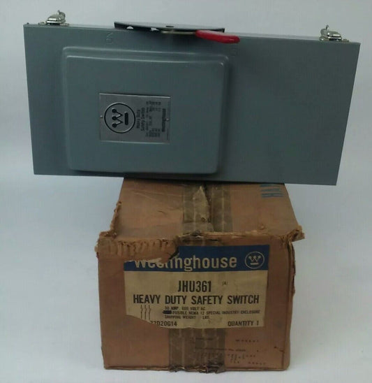 WESTINGHOUSE JHU361- JHFN361 FUSIBLE SAFETY SWITCH , 3PH, 30A, 600V,20HP,NEMA 12