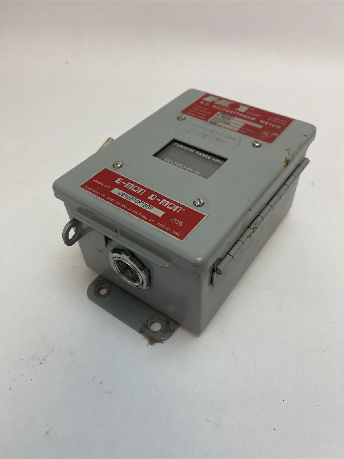 E-MON 480400 AC KILOWATTHOUR METER 4WIRE 277/480V 50-400HZ 400AMP D-MON