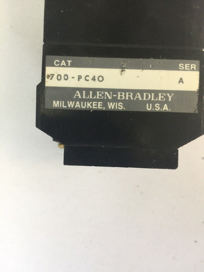 ALLEN BRADLEY 700-P800A1 AC RELAY SER B 600VAC COIL 115-120V 60HZ 700-PC40 SER A