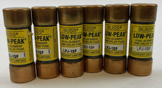 BUSS LPJ-1SP LOW-PEAK FUSE 1AMP 600VAC 300VDC (LOT OF 6)