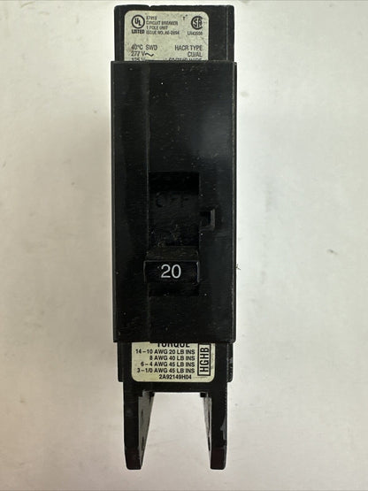 CUTLER HAMMER HGHB1020 20A 277VAC 125VDC 1P CIRCUIT BREAKER