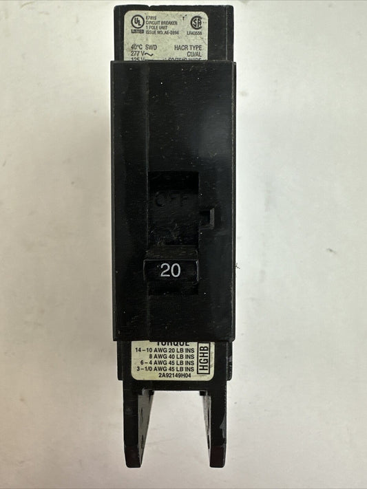 CUTLER HAMMER HGHB1020 20A 277VAC 125VDC 1P CIRCUIT BREAKER