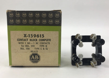 ALLEN BRADLEY X159615 CONTACT BLOCK COMPLETE, BUL.200/700 TYPE G TYPE C &CL,NEW