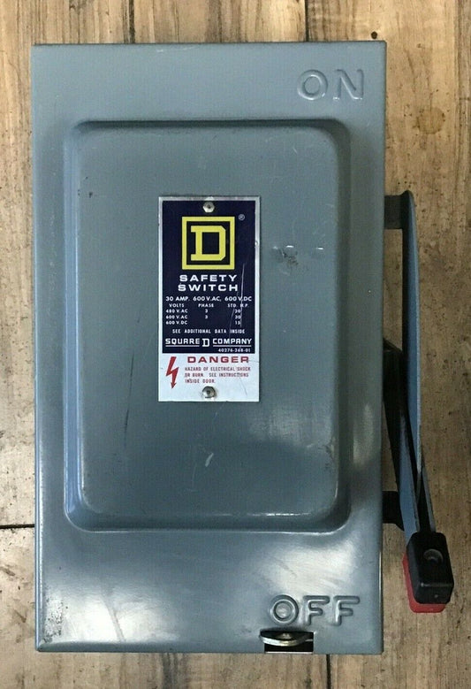 SQUARE D HU361 SAFETY SWITCH SER.E1 30A  NON FUSIBLE 600VAC/VDC 600VAC/VDC 30HP