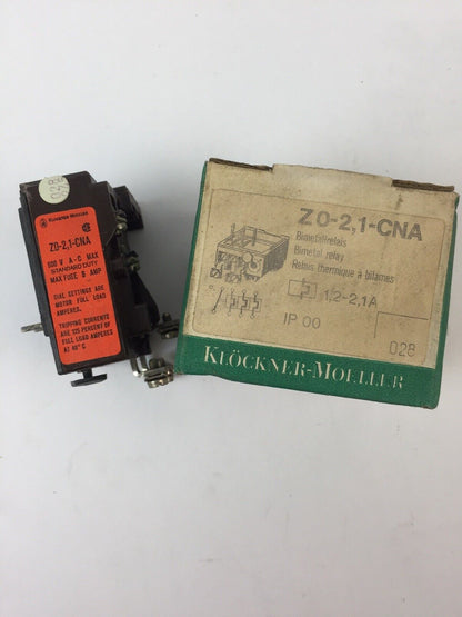KLOCKNER MOELLER Z0-2,1-CNA BIMETAL RELAY 600VAC 1.2-2.1AMP