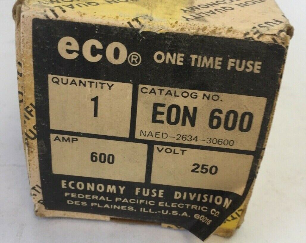 ECONOMY EON600 ECO ONE TIME FUSE 600AMP 250VAC