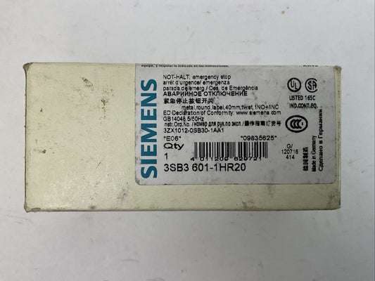 SIEMENS 3SB3 601-1HR20 EMERGENCY STOP