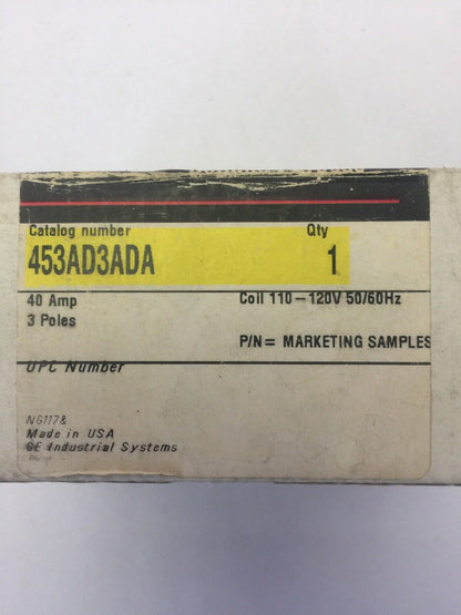 GE CR453AD3ADA CONTACTOR 40 AMPS 3 POLE COIL 110-120V 50/60HZ