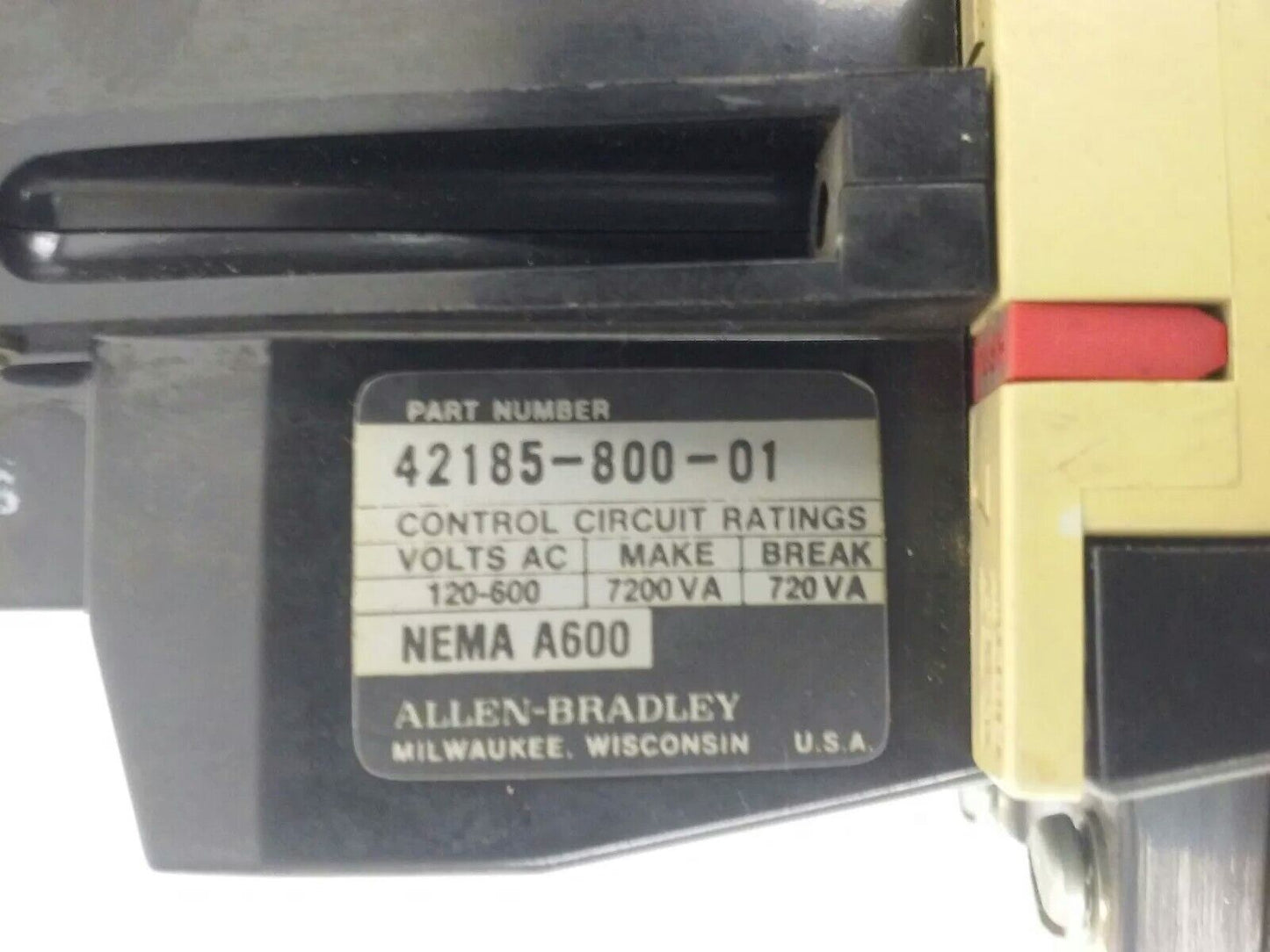 ALLEN BRADLEY 509-AOD, SER. B, STARTER, SIZE 0, 600V, 18A, 5 H.P.,120V COIL,USED