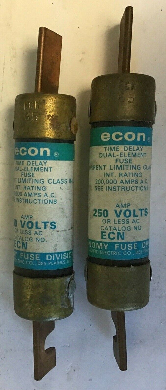 ECONOMY ECN65 FUSE 250VAC TIME DELAY  DUAL-ELEMENT 65A ***LOTOF2***