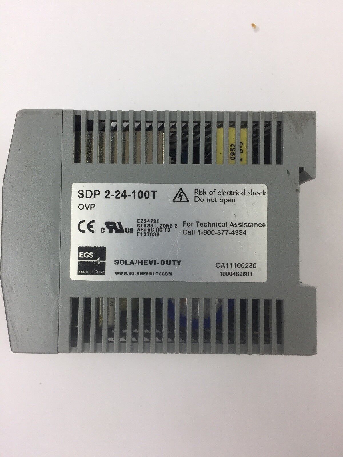 SOLA SDP 2-24-100T POWER SUPPLY INPUT 115/230 VAC 1.1/0.7 A OUTPUT 24 VDC 2.1 A
