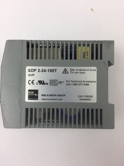 SOLA SDP 2-24-100T POWER SUPPLY INPUT 115/230 VAC 1.1/0.7 A OUTPUT 24 VDC 2.1 A