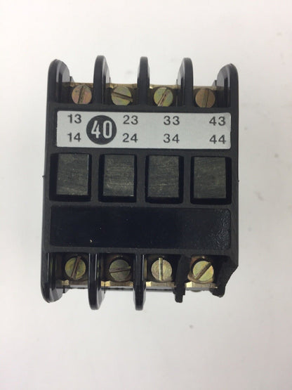 ALLIS-CHALMERS 3TA6840J CONTROL RELAY COIL 115 V 60 HZ *PLASTIC IS BROKEN OFF*