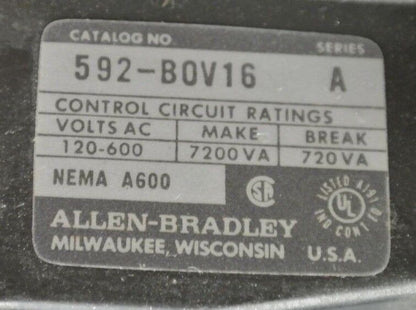 ALLEN-BRADLEY 592-BOV16, Ser. A - MANUAL RESET OVERLOAD RELAY / 3P / OPEN