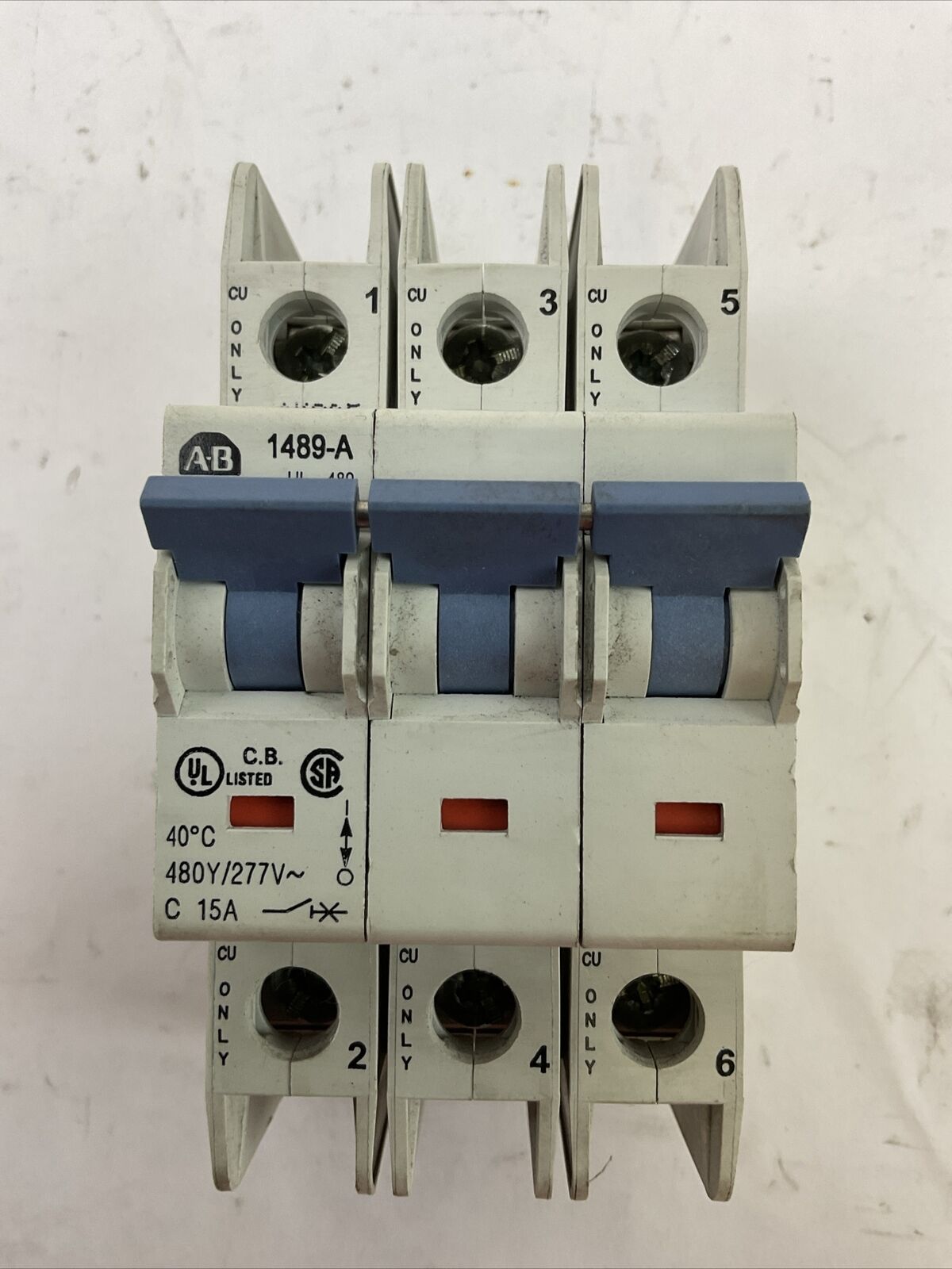 ALLEN BRADLEY 1489-A3C150 SER A CIRCUIT BREAKER 3POLE 15AMP 480Y/277VAC