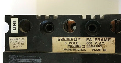 SQUARE D FHL3600712MS CIRCUIT BREAKER 7A 3POLE 600VAC