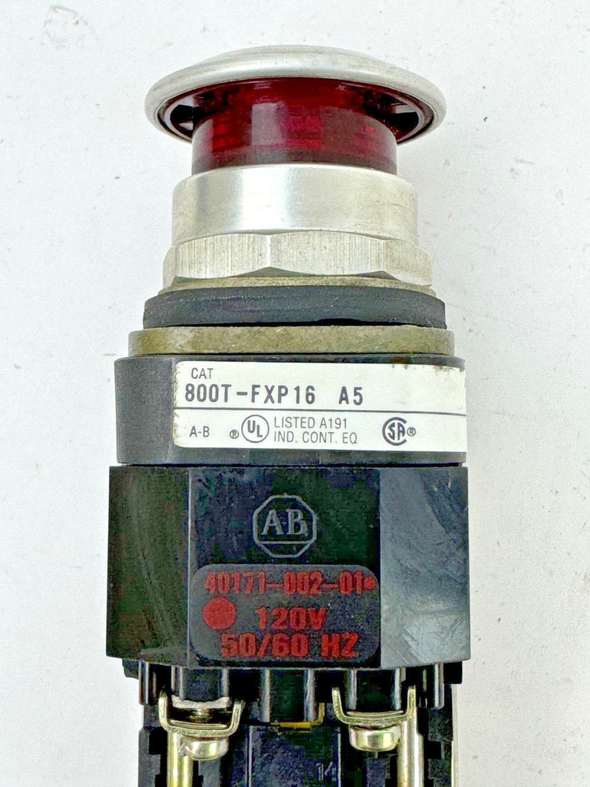 ALLEN-BRADLEY - 800T-FXP16 A5 SER. T - RED MUSHROOM PUSH/PULL BUTTON W/ 800T-XA