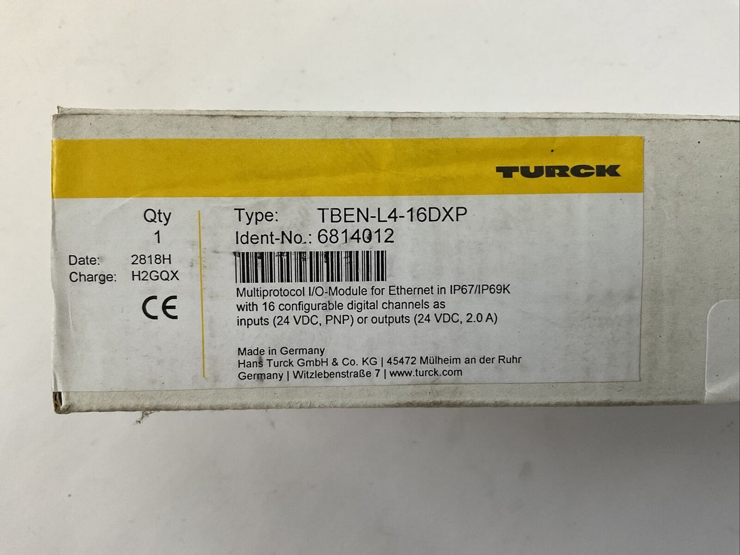 TURCK TBEN-L4-16DXP 24VDC MULTIPROTOCOL I/O MODULE FOR ETHERNET 16 CONFIGURABLE
