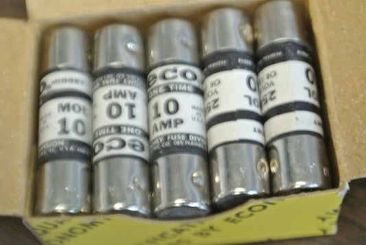 BOX of 10 / ECONOMY / ECO / FPE MOL-10 MIDGET FUSE / 10A / 250V / NEW SURPLUS