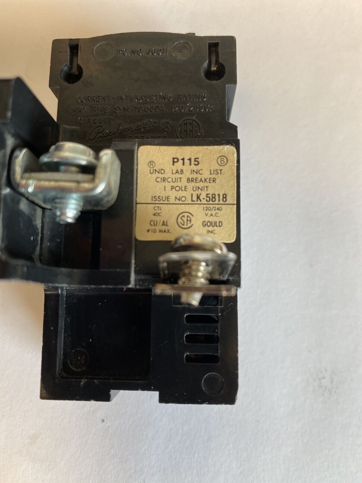 ITE Pushmatic P115 1 Pole 15A 240VAC Circuit Braker "Lot of 2"