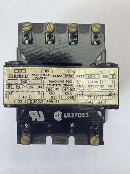 SQUARE D 9070 EO-1 CONTROL CIRCUIT TRANSFORMER SER B PRI. V 240/480 SEC. V 48