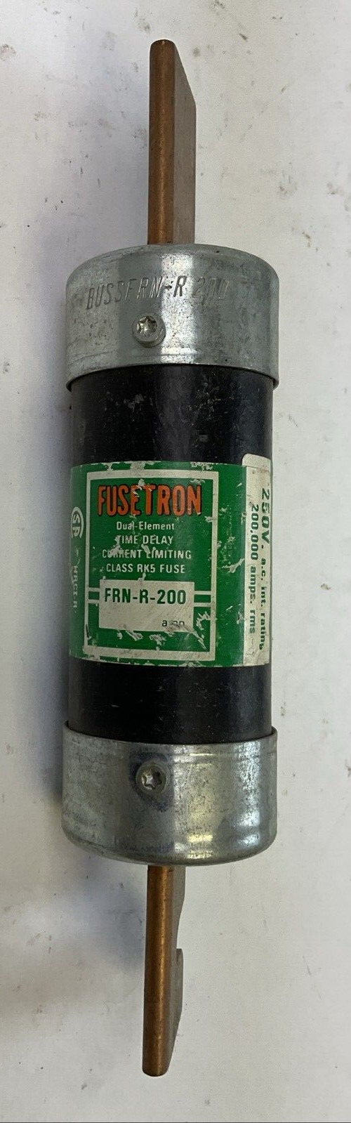 FUSETRON FRN-R-200 DUAL-ELEMENT TIME-DELAY FUSE CURRENT LIMITING 200AMP 250VAC