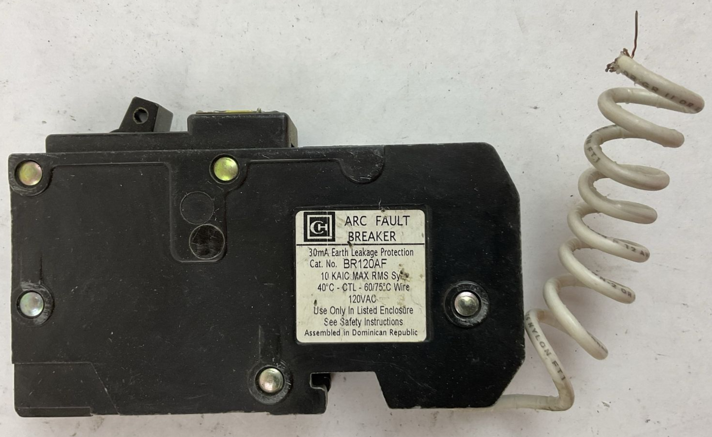 CUTLER HAMMER BR120AF ARC FAULT CIRCUIT BREAKER 20AMP 1POLE 120VAC