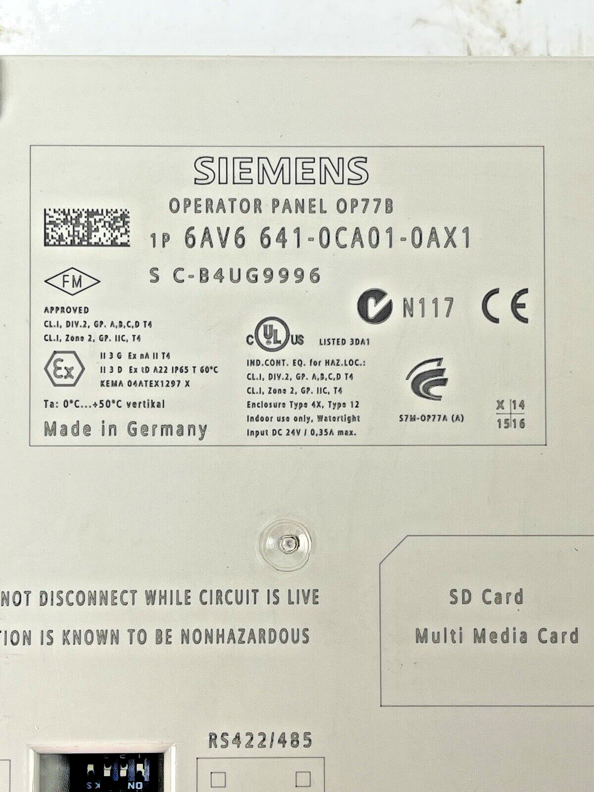 SIEMENS - 6AV6 641-0CA01-0AX1 - SIMATIC OPERATOR PANEL - 4.5-inch LC Display