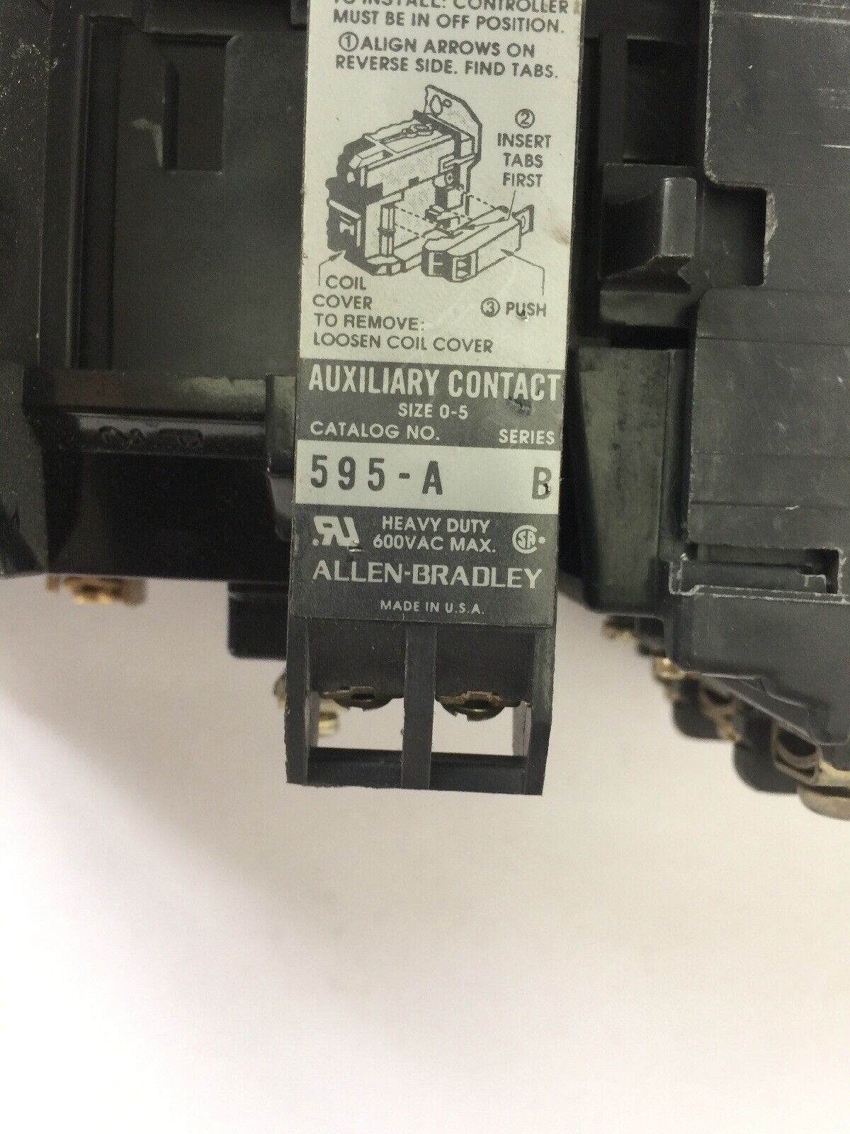 ALLEN BRADLEY 509-B0D SIZE 1 STARTER 600VAC 27AMP 10HP W53 HEATERS 120V COIL