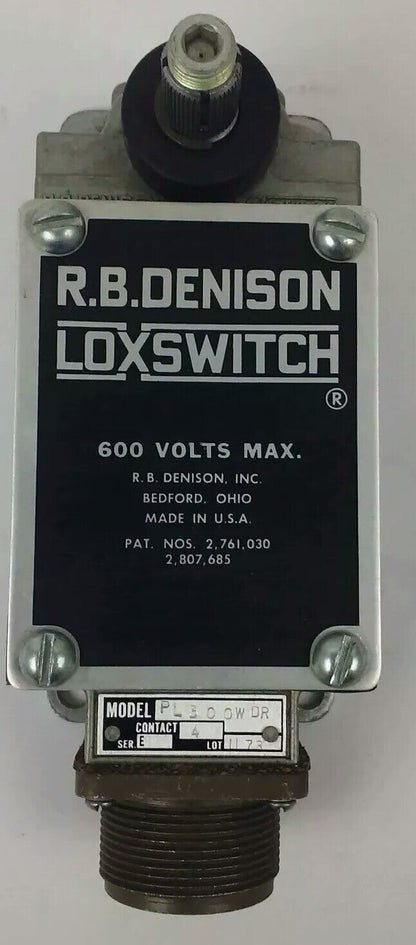 R.B.DENISON PL300WDR2M4, SERIES D,LOX-SWITCH LIMIT SWITCH,600V,NEW SURPLUS,PL300