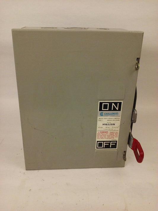 CHALLENGER H1622SN, H.D. SAFETY SWITCH, TYPE 1 INDOOR, 60A, 240V, FUSIBLE, NEW