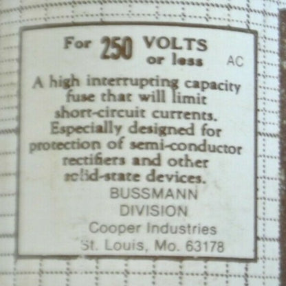 BUSSMANN / TRON KAB70 RECTIFIER FUSE / 250V / 70A / NEW SURPLUS / EACH