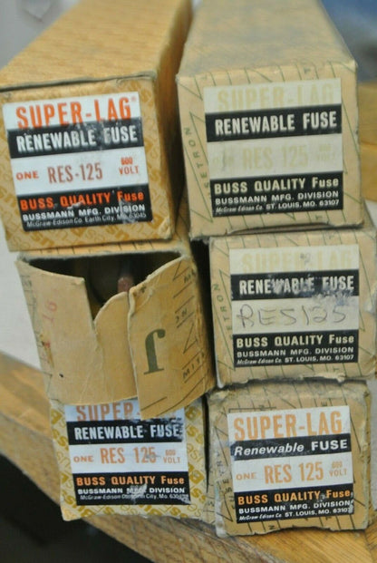 BUSS RES-125 SUPER-LAG RENEWABLE FUSE / 125A / 600V / NEW SURPLUS