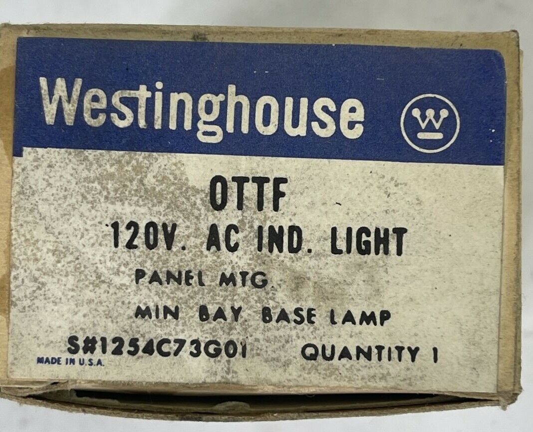 WESTINGHOUSE OTTF 120VAC INDICATOR LIGHT PANEL MTG MIN BAY BASE LAMP 1254C73G01