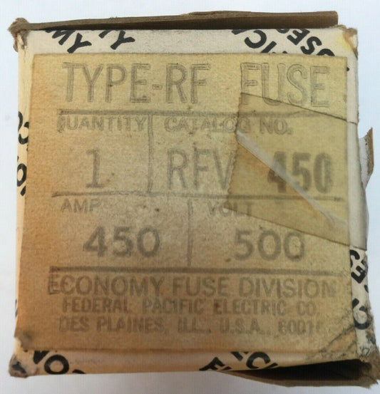 ECONOMY FUSE DIVISION RFV 450 TYPE-RF FUSE 450 AMP 500 VAC