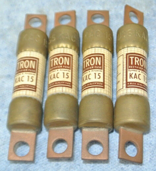 LOT of 4 / BUSS KAC15 RECTIFIER FUSE / 15A / 600V / NEW SURPLUS / KAC-15