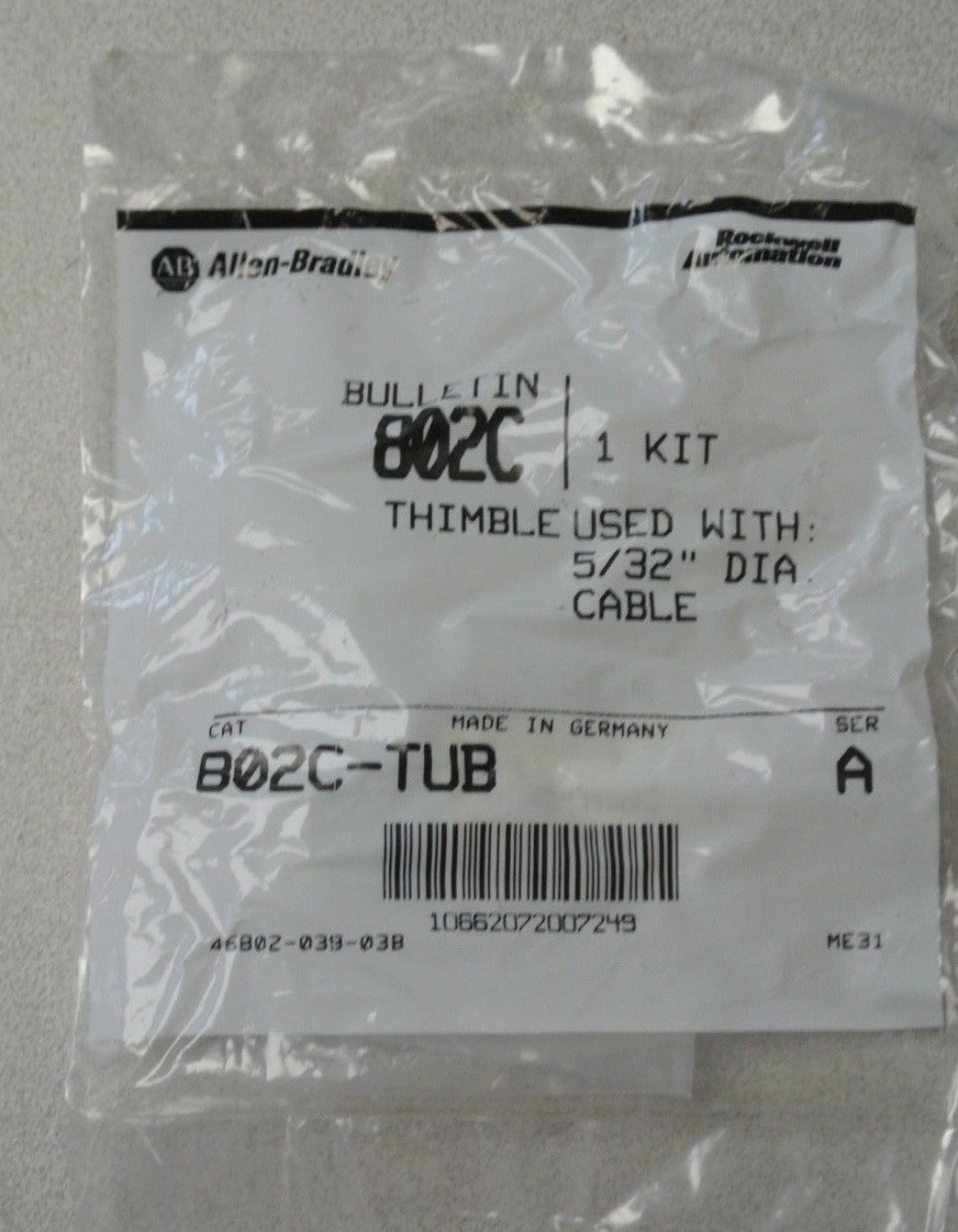 ALLEN-BRADLEY 802C-TUB / THIMBLE for CABLE-PULL SAFETY SWITCH / NEW SURPLUS EACH