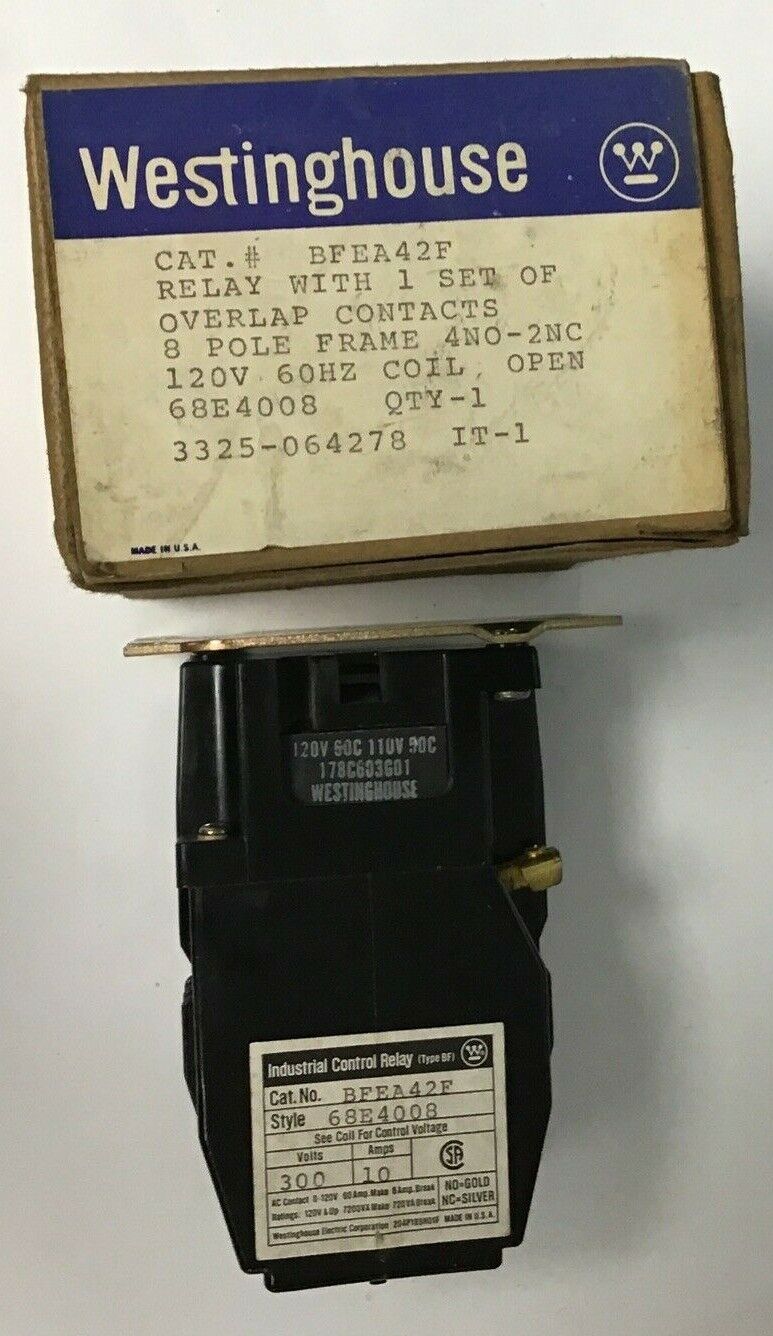 WESTINGHOUSE BFEA42F CONTROL RELAY 300V 10A