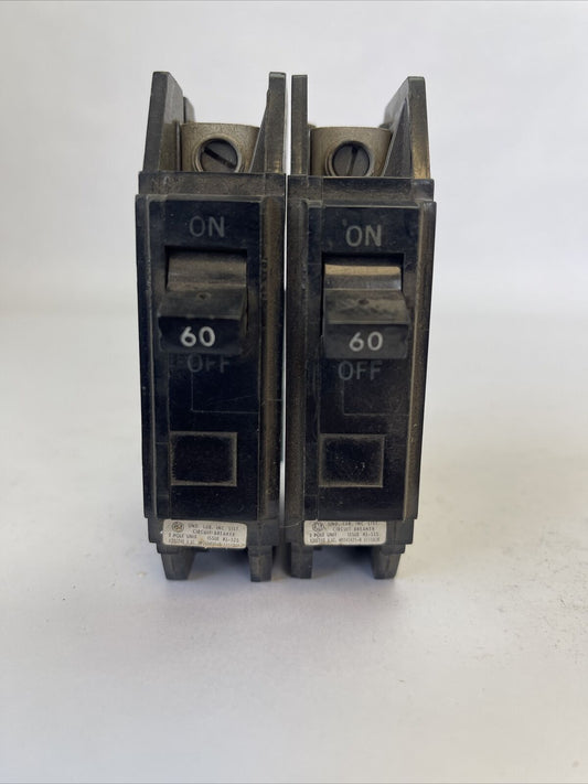 GE TQC1160 CIRCUIT BREAKER 60AMP 1POLE 120/240VAC (LOT OF 2)