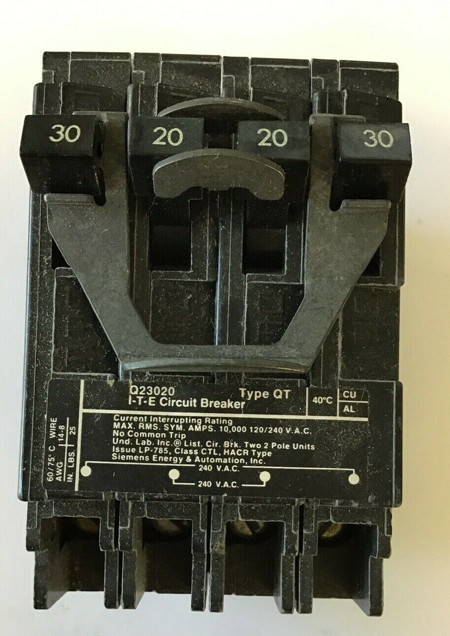 ITE Q23020 CIRCUIT BREAKER 120/240VAC 2POLE