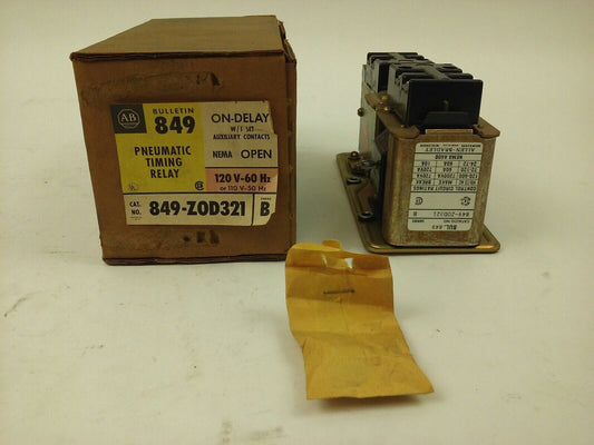 ALLEN BRADLEY 849-ZOD321, SER. B, PNEUMATIC TIMING RELAY, 120V-60HZ, NEW